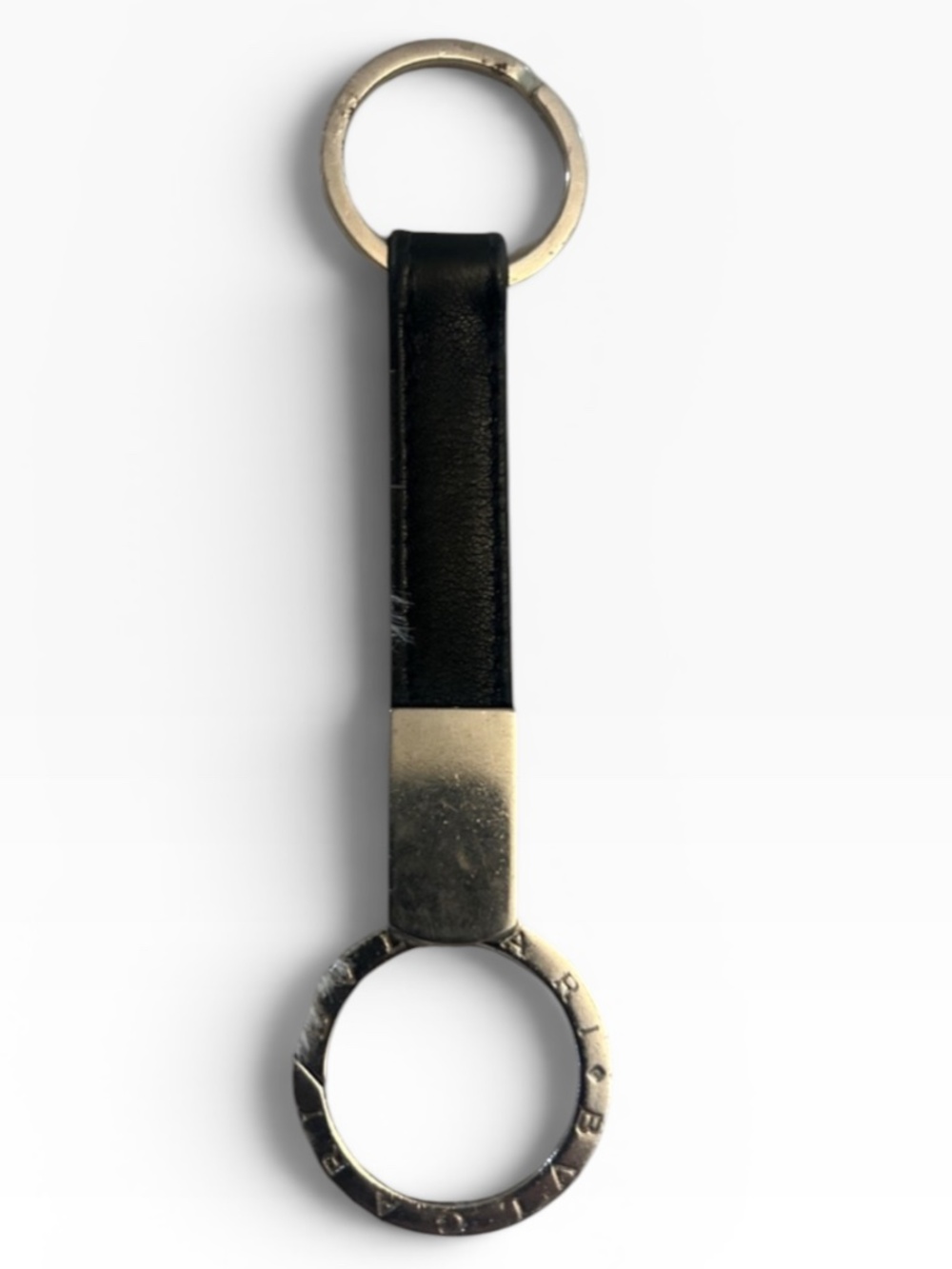 BVLGARI Bulgari Man BB Keychain Keyring Black Silver Unisex